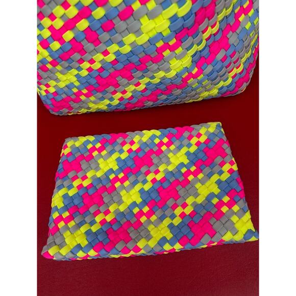 Naghedi St Barths Bright Multi-Colors Woven Medium Tote Bag Purse In Ibiza - Picture 3 of 14